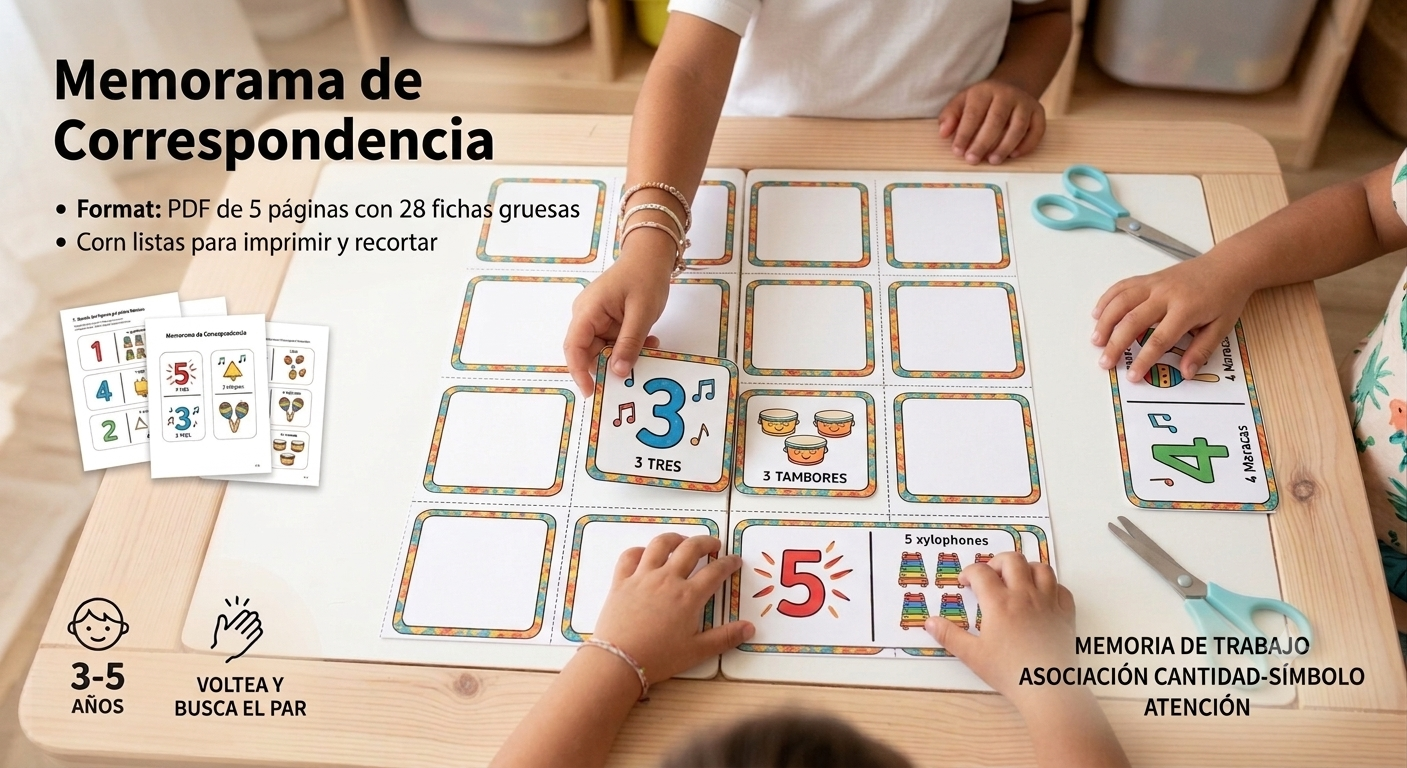 Memorama de Correspondencia (Número + Sonido / Instrumento)